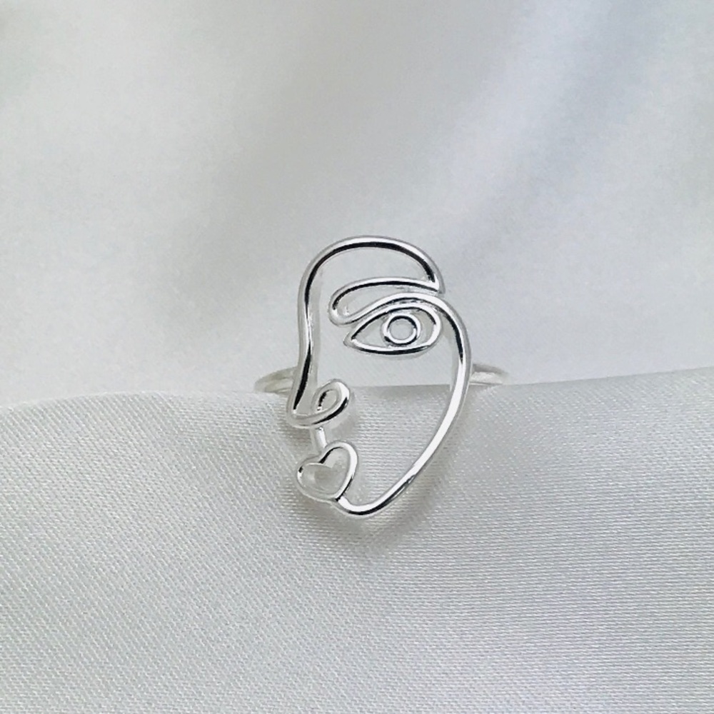 925 Sterling Silver Face Ring